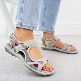 Cambell Camell Al94327 Sandalias deportivas de cuero gris 5
