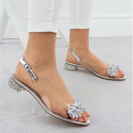 S.Barski Tacones altos de mujeres transparentes con circones de circones Srebrne S. Barski MR51-709 plata 6
