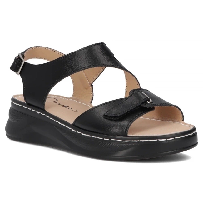 Filippo Sandalias de cuero para mujeres para cuñas negras DS7043/25 BK negro 2