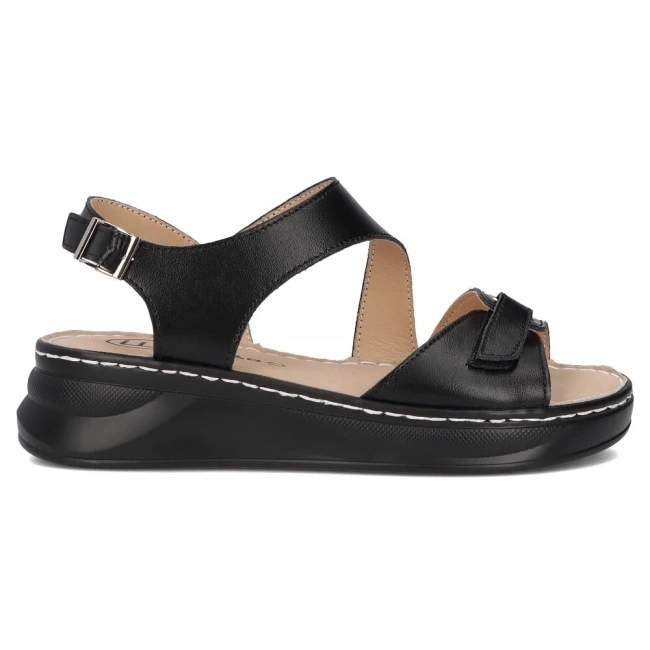 Filippo Sandalias de cuero para mujeres para cuñas negras DS7043/25 BK negro 1
