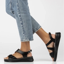 Filippo Sandalias de cuero para mujeres para cuñas negras DS7043/25 BK negro 6