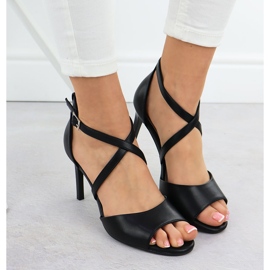 Sandalias femeninas en el tacón Negro Sergio Leone Sk432 6