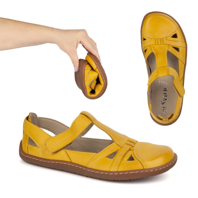 Zapatos Barefoot de mujer Ultralekkie Olivier 1285 Velcro amarillo 1