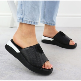 Zapatillas de cuero para mujeres cómodos jezzi negro 8479 5