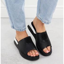 Zapatillas de cuero para mujeres cómodos jezzi negro 8479 6