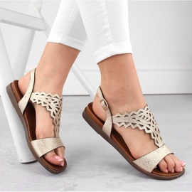 Sandalias planas caladas Sergio Leone W SK445 dorado 1