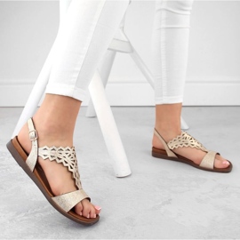Sandalias planas caladas Sergio Leone W SK445 dorado 3