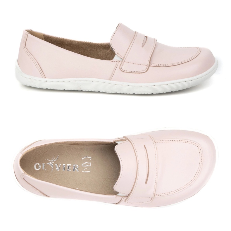 Olivier Barefoot elegante mocasines de cuero minimalista de mujeres 1280 PODVO PINK rosa 6