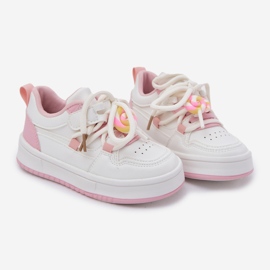 Zapatillas de deporte para niños de velcro con una piruleta de pininas de alfiler blanco 1