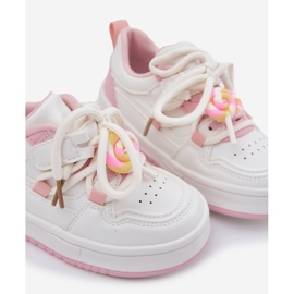 Zapatillas de deporte para niños de velcro con una piruleta de pininas de alfiler blanco 2