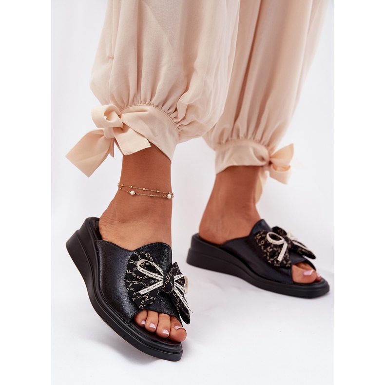 Jezzi Cuñas de mujeres en cuña con un arco negro 2