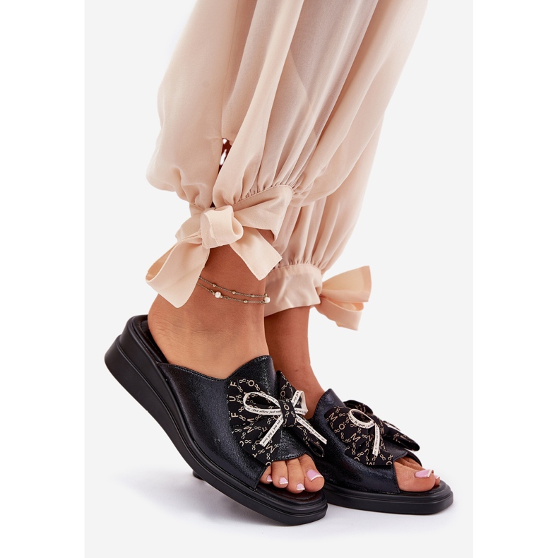 Jezzi Cuñas de mujeres en cuña con un arco negro 1