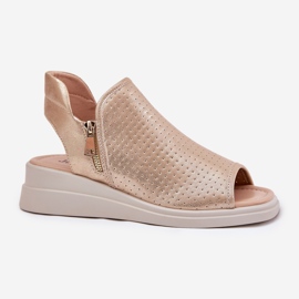 Jezzi Sandalias de mujer con cuña dorada dorado 4