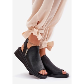 Jezzi Sandalias negras de mujer con cuñas negro 1