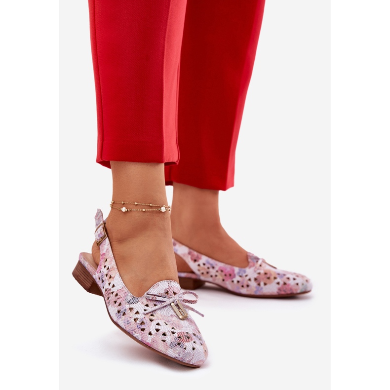 Jezzi Ballerinas de Openwork con un talón multicolor abierto 2