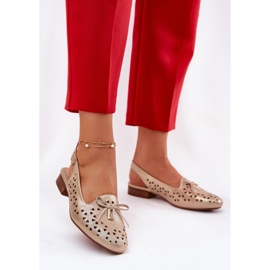Jezzi Ballerinas de Openwork con un tacón de oro abierto dorado 2