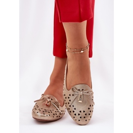 Jezzi Ballerinas de Openwork con un tacón de oro abierto dorado 3