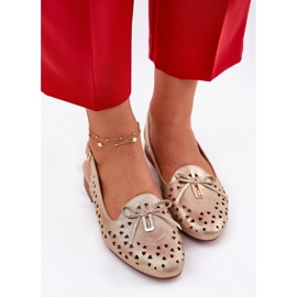Jezzi Ballerinas de Openwork con un tacón de oro abierto dorado 5