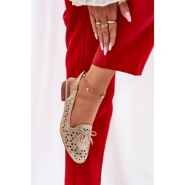 Jezzi Ballerinas de Openwork con un tacón de oro abierto dorado 6