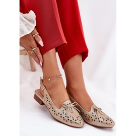 Jezzi Ballerinas de Openwork con un tacón de oro abierto dorado 7