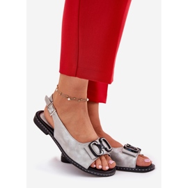 Jezzi Sandalias planas con decoración Eco Leather Plate plata 1