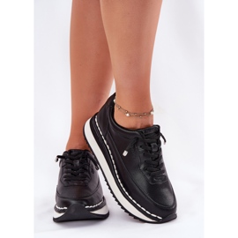 Zapatillas de deporte de cuero para mujeres en la plataforma negra Big Star RR274A335 negro 1