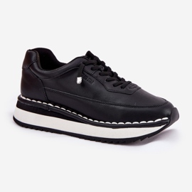 Zapatillas de deporte de cuero para mujeres en la plataforma negra Big Star RR274A335 negro 5
