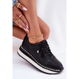 Zapatillas de deporte de cuero para mujeres en la plataforma negra Big Star RR274A335 negro 3
