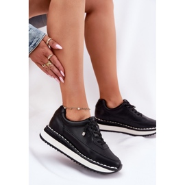 Zapatillas de deporte de cuero para mujeres en la plataforma negra Big Star RR274A335 negro 4