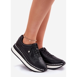 Zapatillas de deporte de cuero para mujeres en la plataforma negra Big Star RR274A335 negro 6