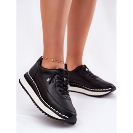 Zapatillas de deporte de cuero para mujeres en la plataforma negra Big Star RR274A335 negro 7