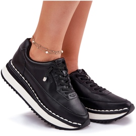Zapatillas de deporte de cuero para mujeres en la plataforma negra Big Star RR274A335 negro 8