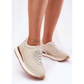 Zapatillas de deporte de cuero femenino en la plataforma Big Star RR274A334 beige 1 Zapatillas de deporte de cuero femenino en la plataforma Big Star RR274A334 beige 1