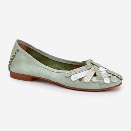 Ballerinas de cuero femenino maciejka 01358-50 menta verde 5