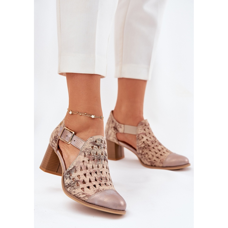 Botas de cuero de cuero para mujeres Maciejka Boots 04962-43 beige-duard 2