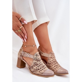 Botas de cuero de cuero para mujeres Maciejka Boots 04962-43 beige-duard 7
