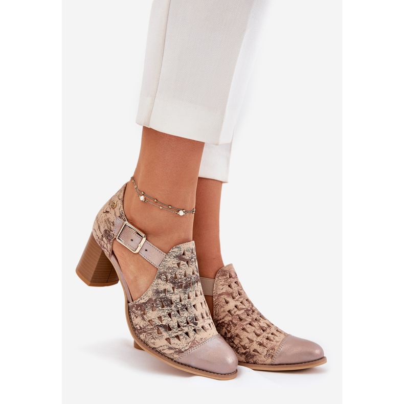 Botas de cuero de cuero para mujeres Maciejka Boots 04962-43 beige-duard 1