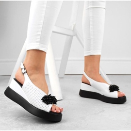 Sandalias cuña de piel con abalorios Filippo W PAW529B blanco 4