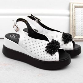 Sandalias cuña de piel con abalorios Filippo W PAW529B blanco 5