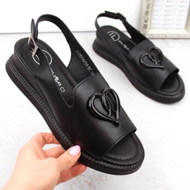 Filippo W PAW534A Sandalias cuña de piel, negro 1