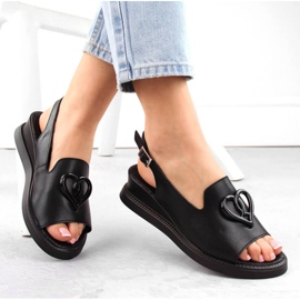 Filippo W PAW534A Sandalias cuña de piel, negro 3
