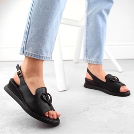 Filippo W PAW534A Sandalias cuña de piel, negro 4