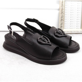 Filippo W PAW534A Sandalias cuña de piel, negro 6