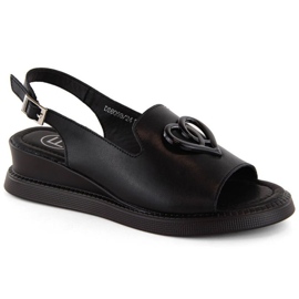 Filippo W PAW534A Sandalias cuña de piel, negro 7