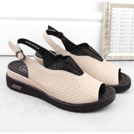 Sandalias cuña de piel calada Filippo W PAW537, beige 5