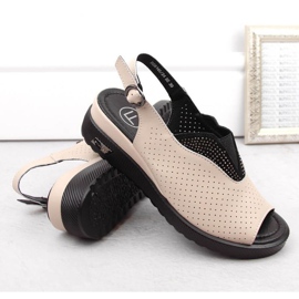 Sandalias cuña de piel calada Filippo W PAW537, beige 6