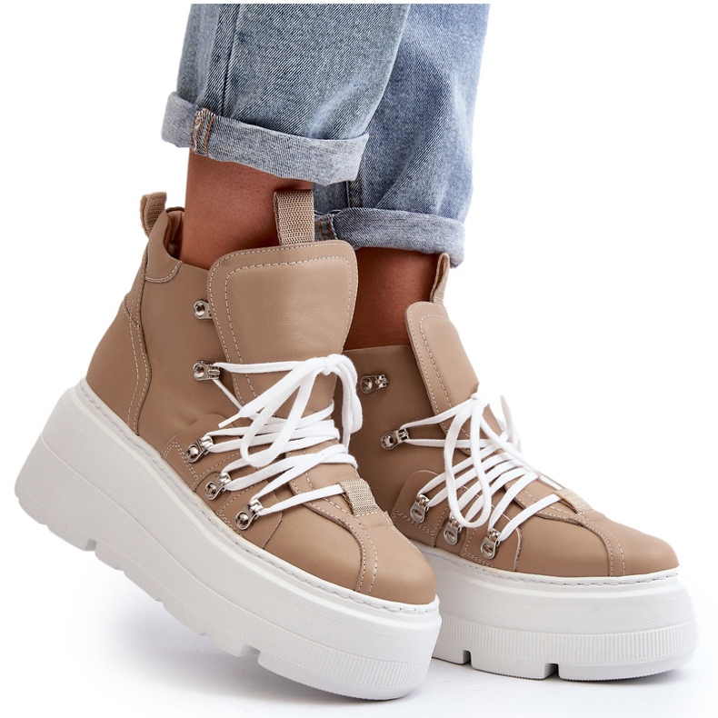 Zazoo 3416 Zapatillas Deportivas Mujer Piel, Beige 6