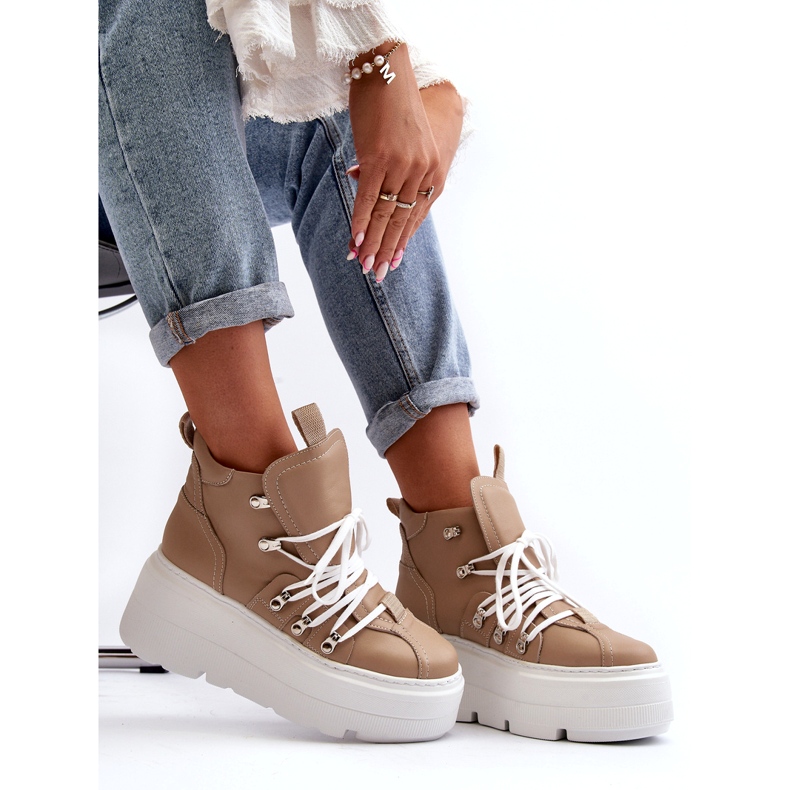 Zazoo 3416 Zapatillas Deportivas Mujer Piel, Beige 2