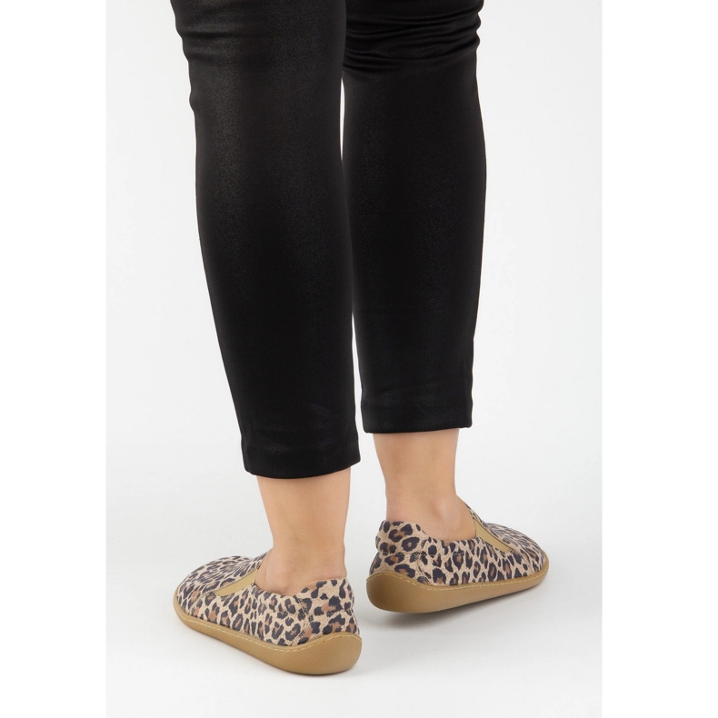 Olivier El deslizamiento minimalista descalzo de las mujeres 1308 Pol Leopard marrón 2