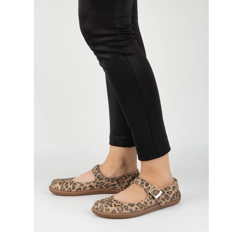 Ballerinas Women Ballerinas Olivier 1286 - Zapatos de cuero con una hebilla para las estilizaciones de Panther todos los días y elegantes marrón 2